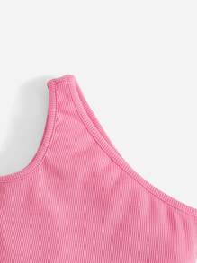 SHEIN Bebé Top de un hombro - Rosa - Ver 3