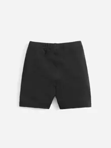 SHEIN Baby Solid Elastic Waist Cycling Shorts - Black - View 2