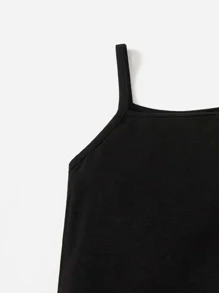 SHEIN Baby Girl Solid Cami Romper - Black - View 3