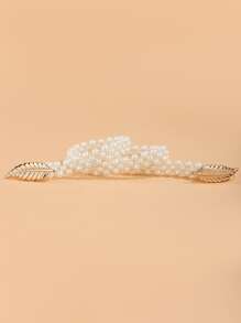 1 Miếng Thời trang đa năng Lá cây Khóa Ngọc trai Giả Eo đàn hồi Chuỗi Thanh lịch - trắng - Xem 3