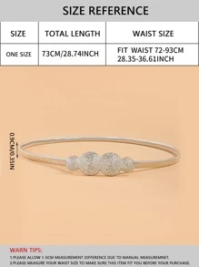 1 pieza Elegante cinturón de mujer elástico de metal plateado estilo vintage delgado y estrecho con diseño de hoja para vestidos, jeans, Halloween, verano, escuela - Plateado - Ver 5