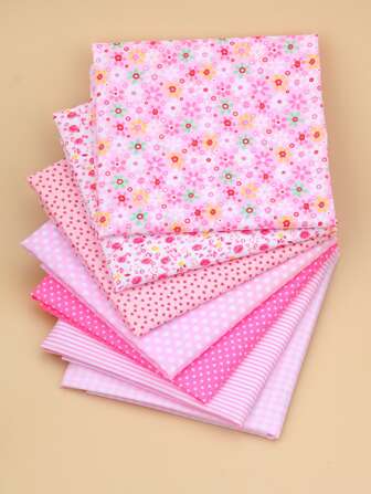 7pcs/Pack Mixed Color Printed Fabric, Patchwork Quilting Sewing Embroidery DIY Craft Material