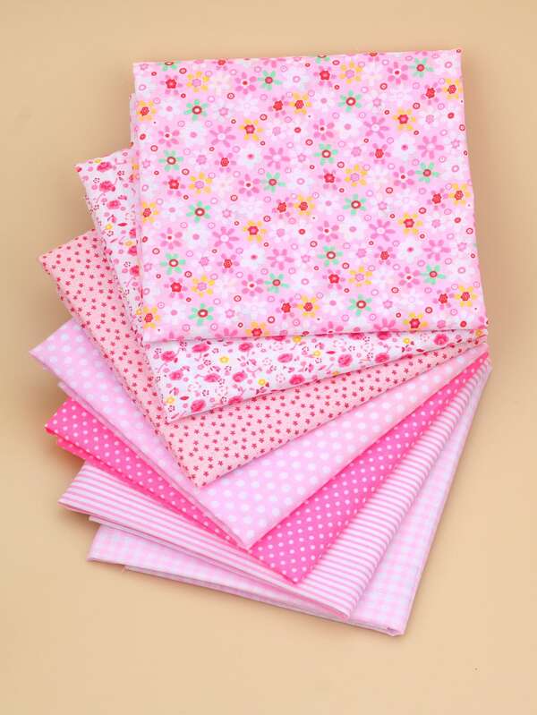 7pcs/Pack Mixed Color Printed Fabric, Patchwork Quilting Sewing Embroidery DIY Craft Material