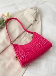 Dập nổi cá sấu Da độc quyển nhân tạo Cái túi - Màu Hồng Tươi - Xem 2