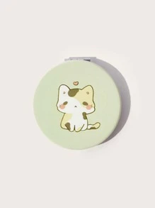 SHEIN 1pc Cartoon Pattern Mini Mirror - Blue - View 1