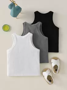 Baby Girl 3pcs Rib-Knit Tank Top - Multicolor - View 2