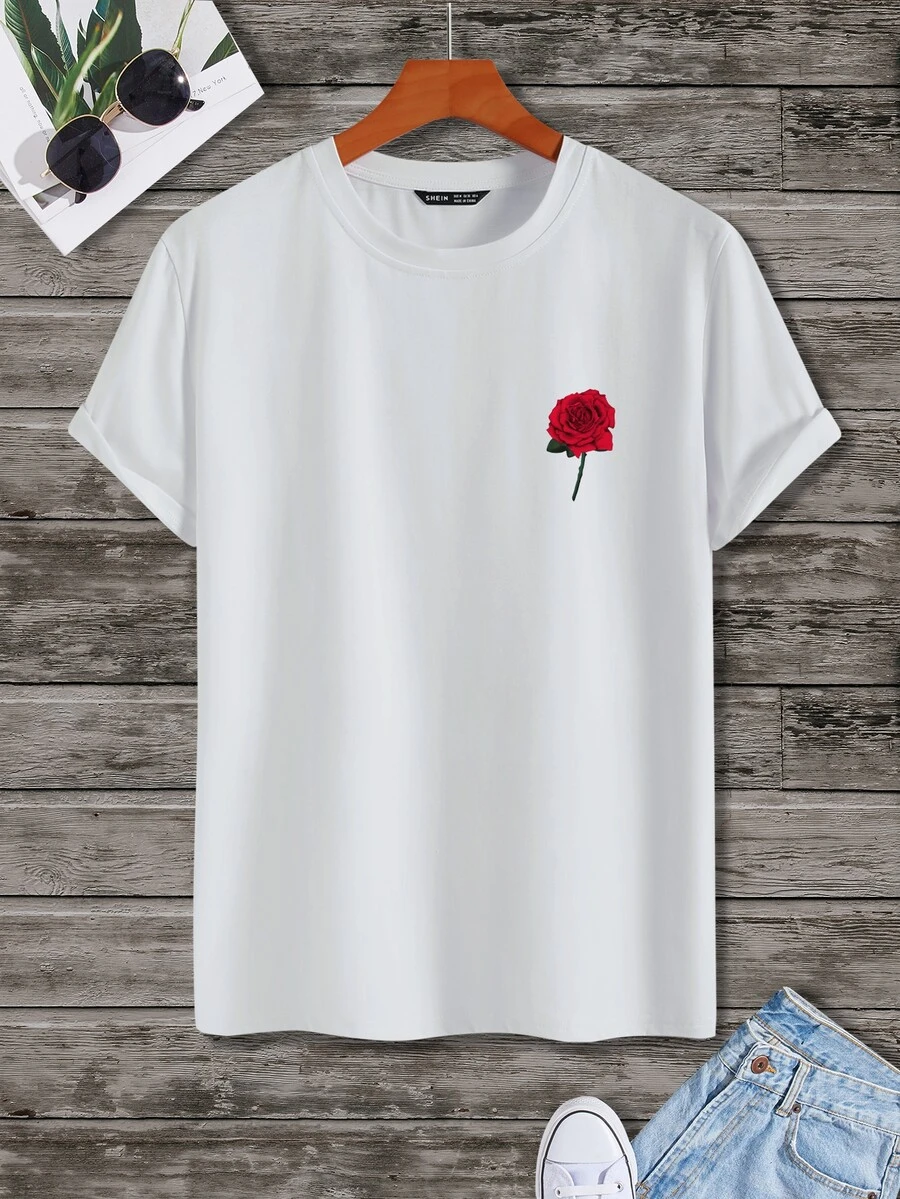 Manfinity Men Floral Print Tee - White - View 1