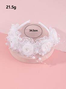 1 Pc Children White Lace Flower Headband, Suitable For Daily Wear - White - View 4