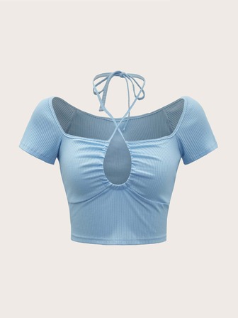 Cut Out Tie Back Tee