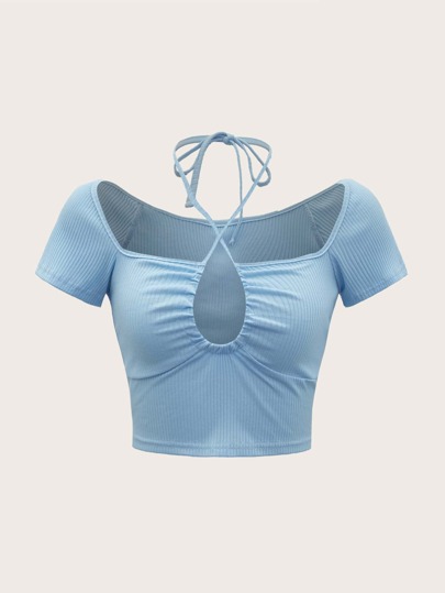 تي شيرت قص مجوف بربطة ظهر