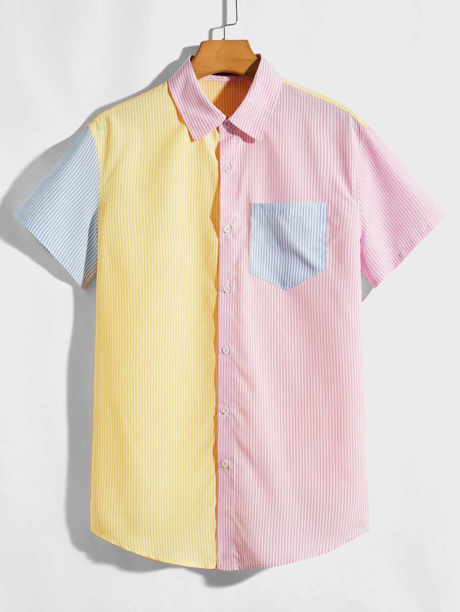 Manfinity VCAY Men Vertical Striped Polo Neck Shirt - Multicolor - View 1