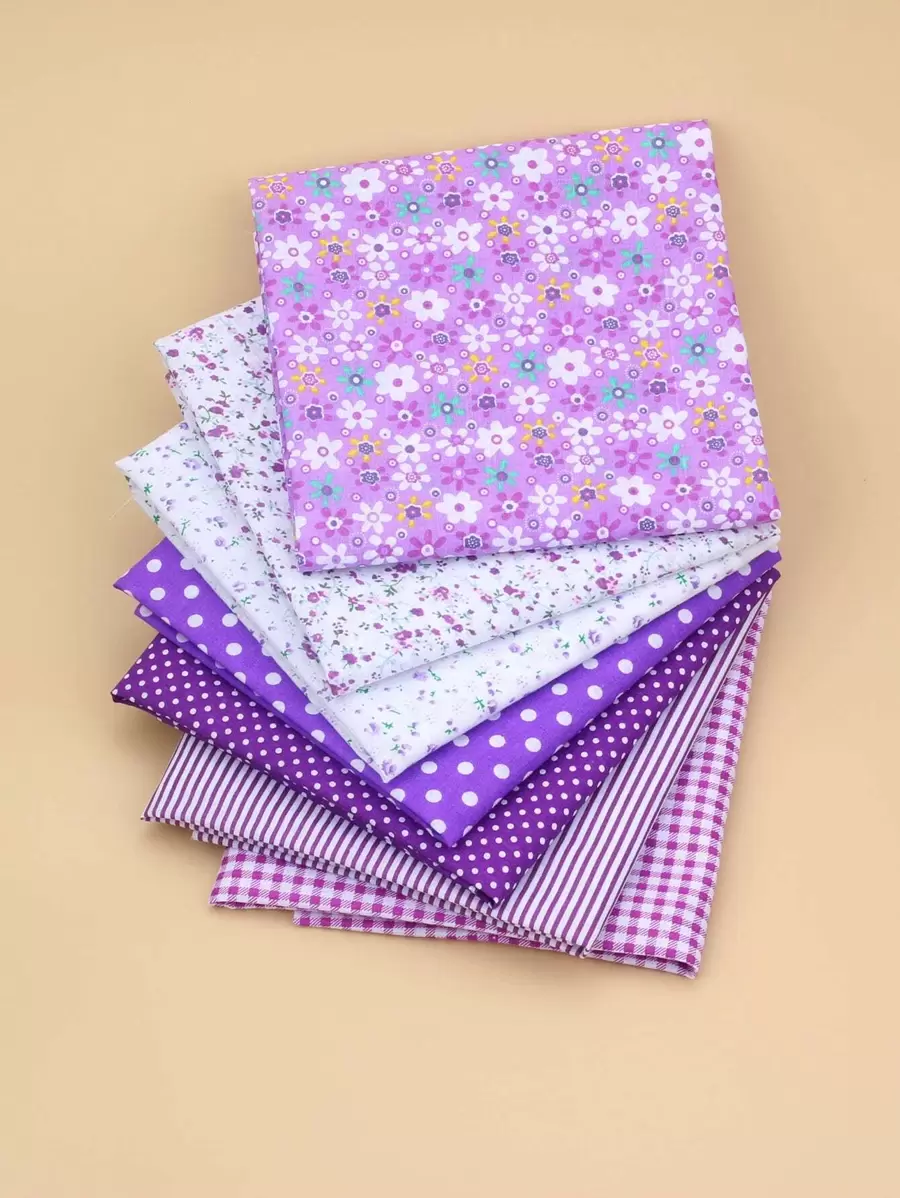 7pcs/Pack Mixed Patterned Fabric, Sewing & Quilting Material, Patchwork & Embroidery DIY Crafts - Multicolor - View 1