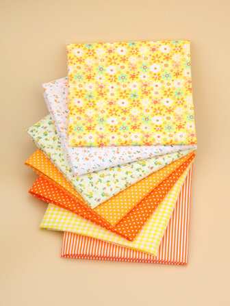 7 حبات/عبوة من القماش المطبوع المتنوع ، قطع قماشية ملائمة للحرف اليدوية كالتطريز والكروشيه