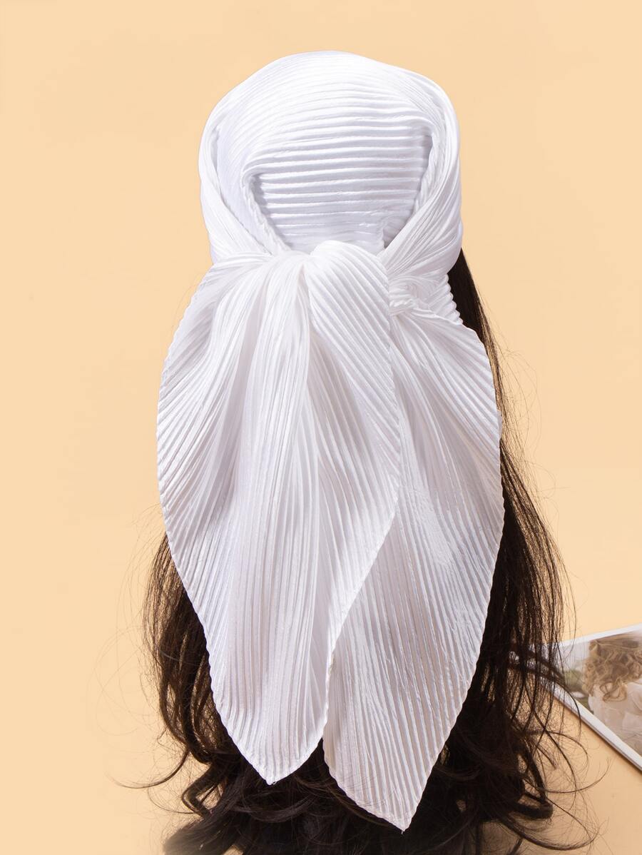 1 Stück plissierter einfarbiger Schal Damen großer quadratischer Schal minimalistisches Bandana, Haarband, Stirnband, ideal um Ihren Look aufzuwerten