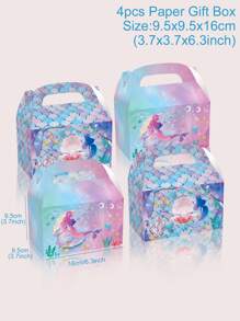 4 piezas Caja de regalo con estampado de sirena - Multicolor - Ver 5