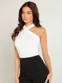SHEIN Criss Cross Halter Top - White - View 4