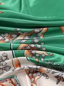 1pc Women's New Print Square Scarf, Popular Sunscreen Head Wrap Bandana For Daily - Green - View 5