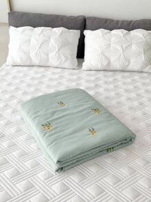 1pc Sunflower Embroidered Bedspread - Green - View 2