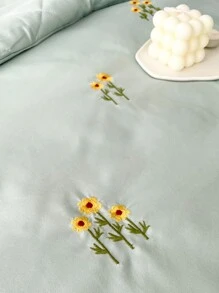 1pc Sunflower Embroidered Bedspread - Green - View 6