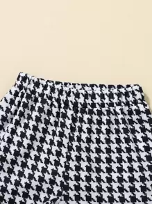 SHEIN Baby-mädchen Durchsichtige Dobby-mesh-ballonärmel-t-shirt & Hahnentritt-shorts