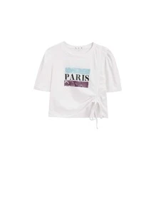 Letter Graphic Drawstring Tee