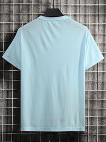 Manfinity Homme Tops Nam Hoa Lá thư Giải trí - Màu xanh nhạt - Xem 2