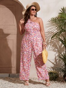 Jumpsuit de un hombro con estampado - Multicolor - Ver 1