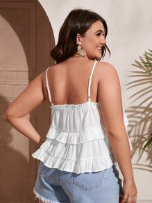 Plus Frill Trim Ruffle Hem Cami Top