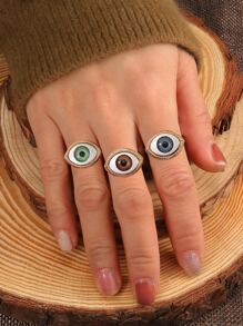 3pcs Eye Decor Ring - Yellow Gold - View 1