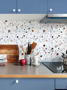 4pcs Stone Print Kitchen Sticker - Multicolor - View 1