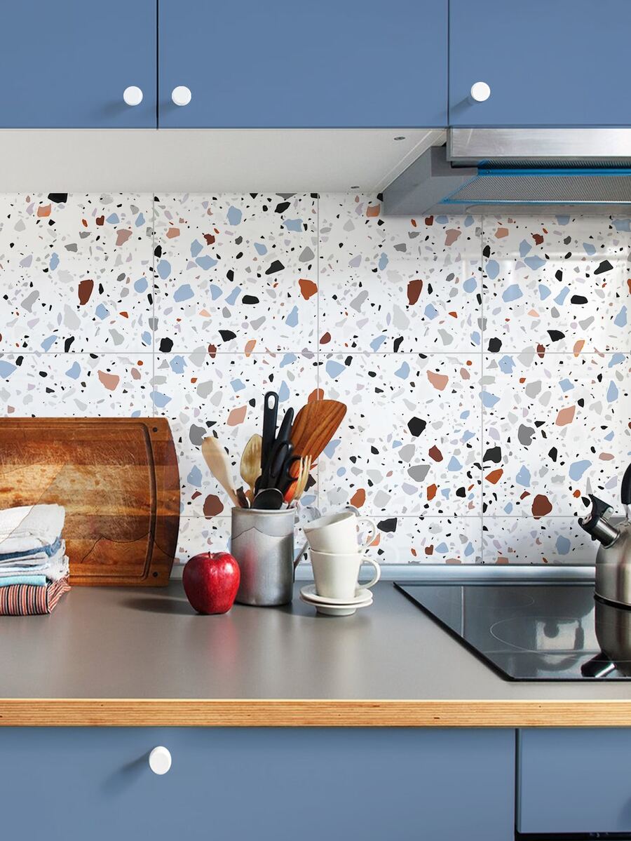 4pcs Stone Print Kitchen Sticker - Multicolor - View 1