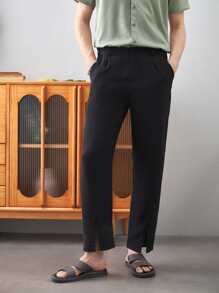 Manfinity RebelGame Men Slit Hem Tailored Trousers - Black - View 1