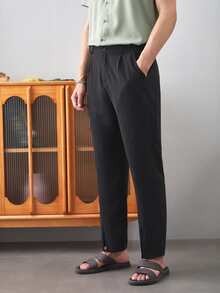 Manfinity RebelGame Men Slit Hem Tailored Trousers - Black - View 4