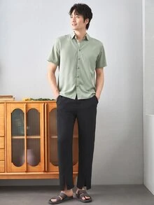 Manfinity RebelGame Men Slit Hem Tailored Trousers - Black - View 5