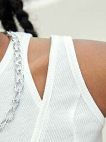 SHEIN Girls Cut Out Crop Tank Top - White - View 3