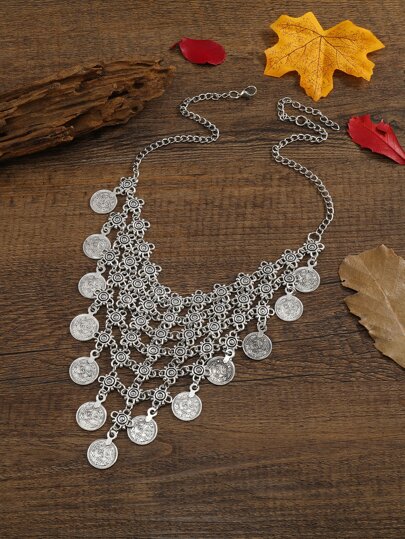 Coin Tassel Decor Necklace