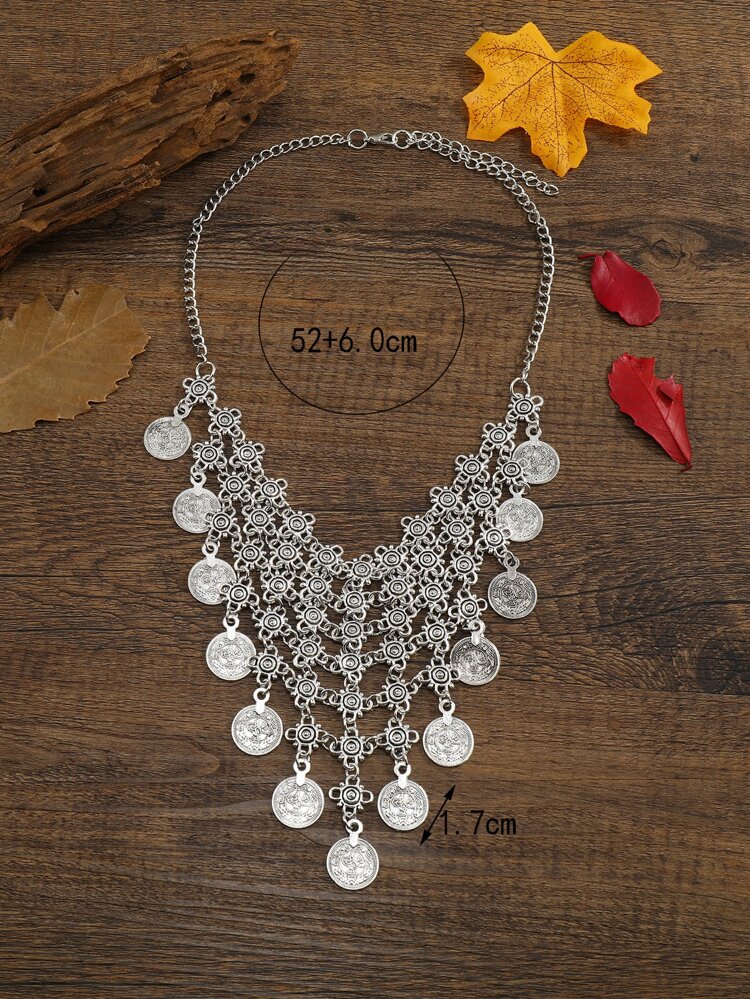Coin Tassel Decor Necklace