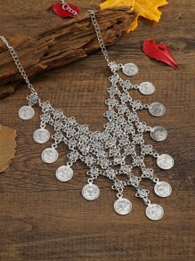 硬幣流蘇裝飾項鍊