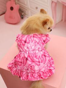 PETSIN Butterfly Print Pet Dress - Hot Pink - View 1
