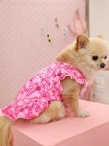 PETSIN Butterfly Print Pet Dress - Hot Pink - View 6