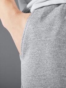 Manfinity Hypemode Men Letter Graphic Slant Pocket Sweatpants - Light Grey - View 5