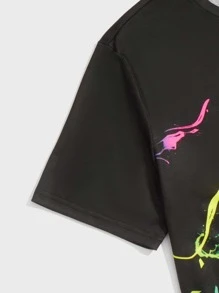 Manfinity VCAY 男士反光圖案印花T恤和腰部抽繩短褲 - 彩色 - 查看 3