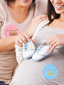 24pcs Letter Graphic Gift Decal, Round Paper Gift Sticker For Gender Reveal Party - Multicolor - View 2