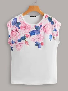 Mulvari Áo thun nữ Hoa Giải trí - trắng - Xem 1