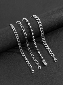4pcs Men Minimalist Bracelet - Silver - View 4