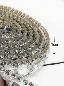 1pc Rhinestone Decor Sewing Ribbon, Minimalist Glass Rhinestone Decor Sewing Strip For DIY - White - View 3