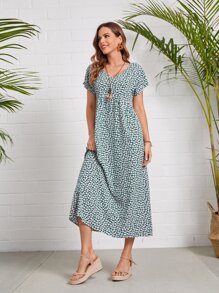 EMERY ROSE Ditsy Floral Dolman Sleeve Dress - Multicolor - View 3