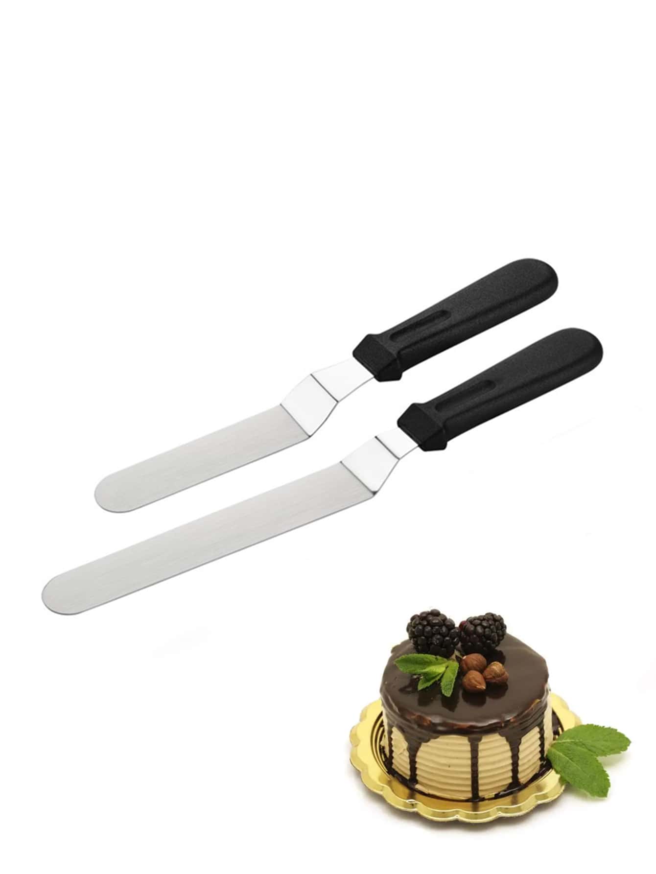 1入組不銹鋼弧形手柄蛋糕鍋鏟適用於糖霜,烘烤,蛋糕裝飾 - 彩色 - 查看 1