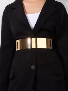 金屬質感幾何裝飾鬆緊腰帶 - 金色 - 查看 1