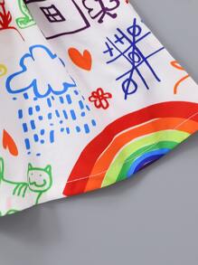 SHEIN Toddler Girls Cartoon Graphic Flared Skirt - Multicolor - View 5